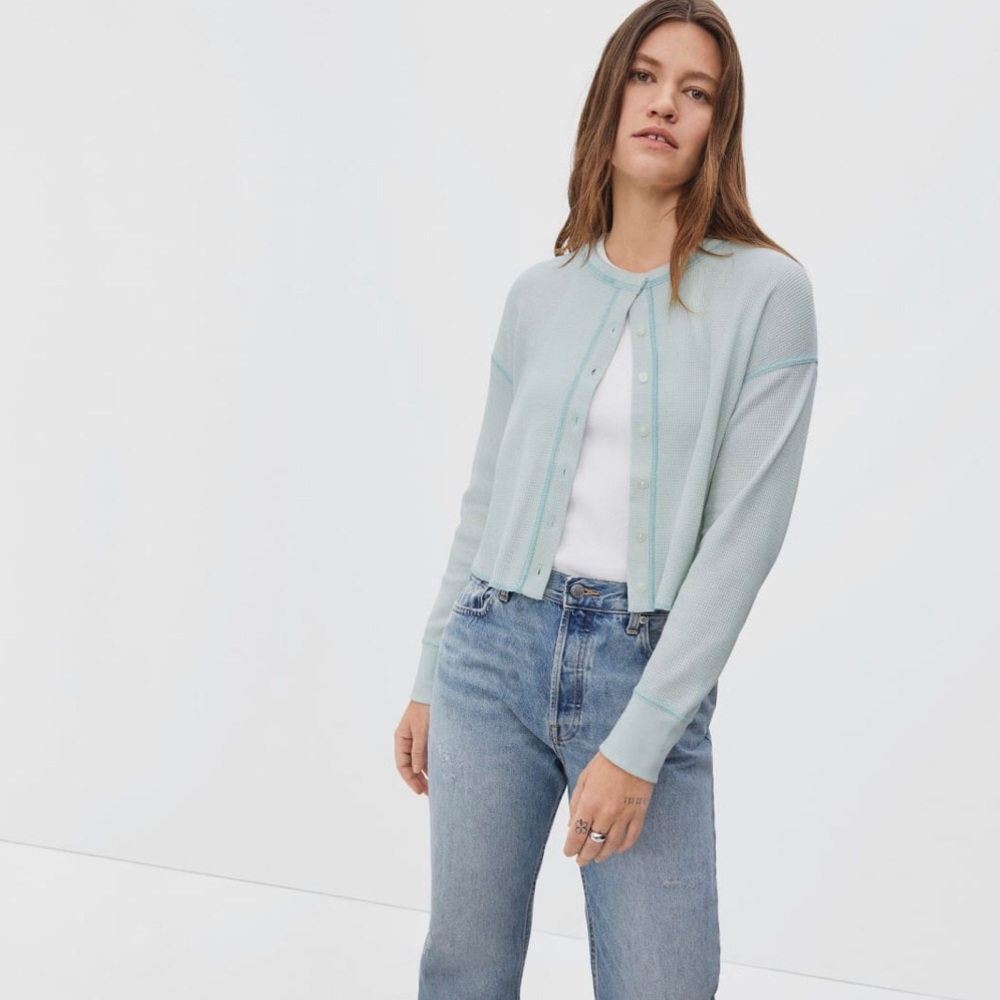 Organic Cotton Waffle Cardigan